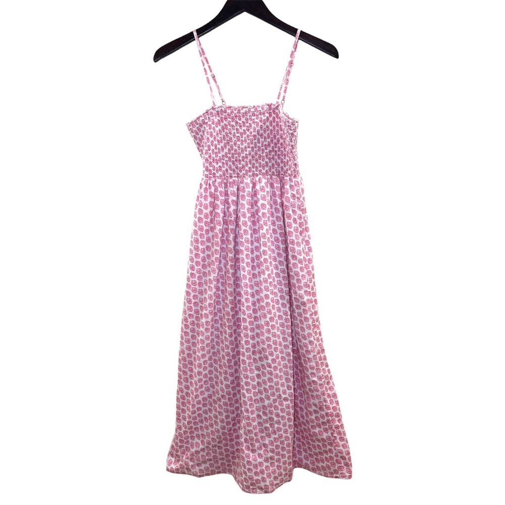 Billabong Smocked Midi Dress Pink and White Floral Baja Breeze Size Medium
